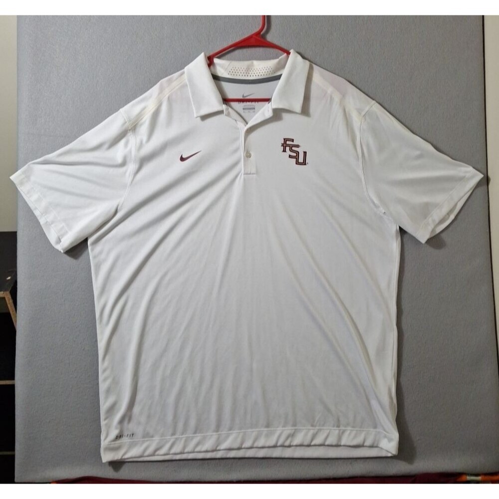 Nike Dri Fit Polo Men 2XL Florida State Seminoles White FSU College Football